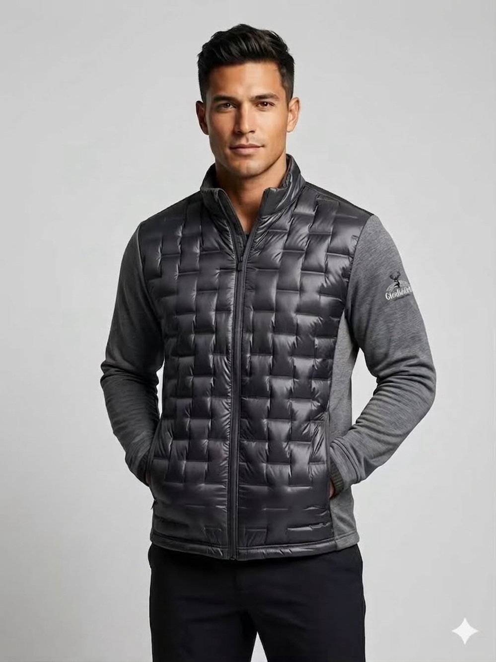 Adidas Frostguard Down Golf Jacket Men's Gray Black Hybrid Puffer Full Zip 2XL